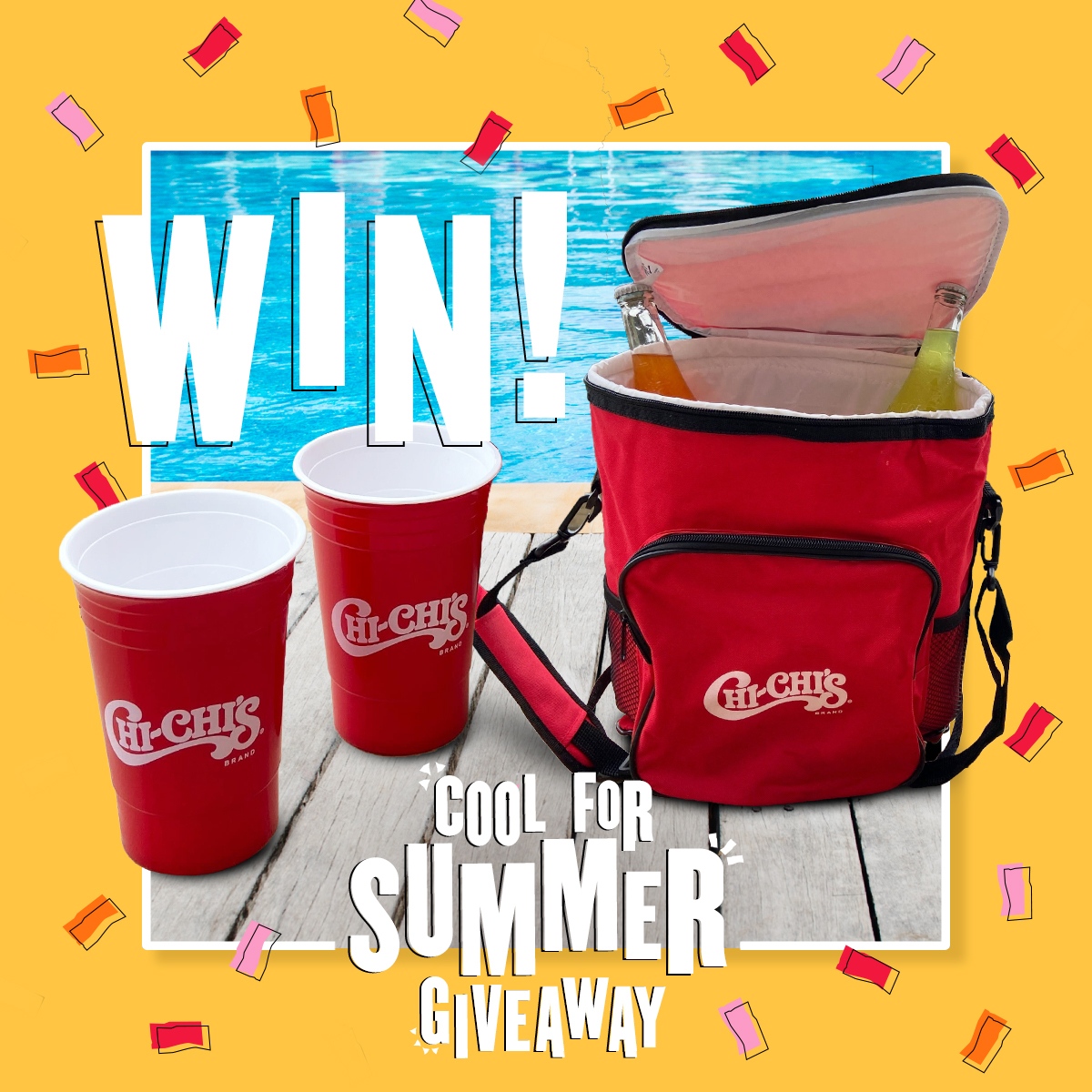 CHICHISBrand's tweet photo. Week 2 Giveaway!
Stay cool for summer with our official CHI-CHI’S® cooler and red cups to get your party started!
How to Enter:
This week we want you to tell us about your hot summer plans! Comment below and we'll choose 5 winners, announcing them next Thursday.#CoolForSummer https://t.co/eX5lBP4sE3
