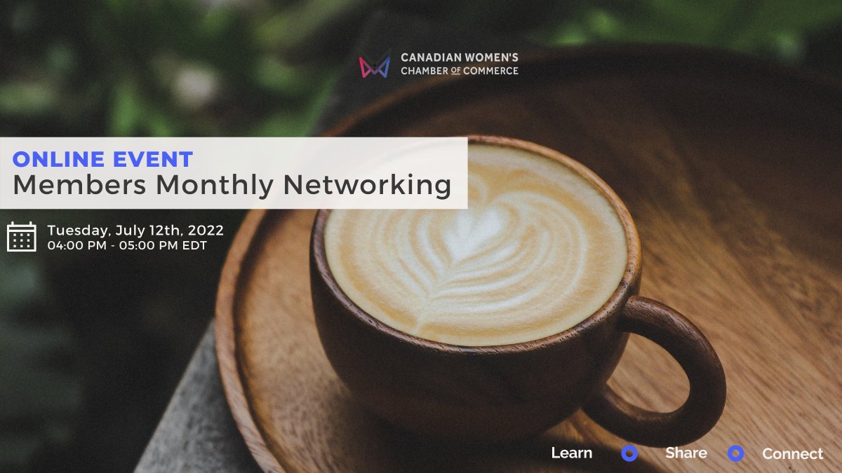 Our monthly Members Network online event will take place on Tuesday, July 12th from 4:00 p.m. - 5:00 p.m. EDT. We welcome all our members to join us for an hour of valuable conversations among other entrepreneurs. ☕️
➡Sign up &amp; join: ed.gr/d5u1v