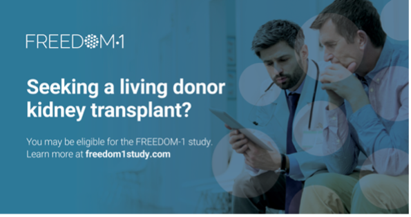 TalarisTx's tweet photo. The #FREEDOM1 trial is enrolling individuals seeking a #livingdonor #kidneytransplant. Curious if you or a loved one might qualify? Find out by taking a short quiz: https://t.co/XYWtxMmpJC

#kidneys #organdonation #antirejection #transplantlife https://t.co/quW2LjGXwG
