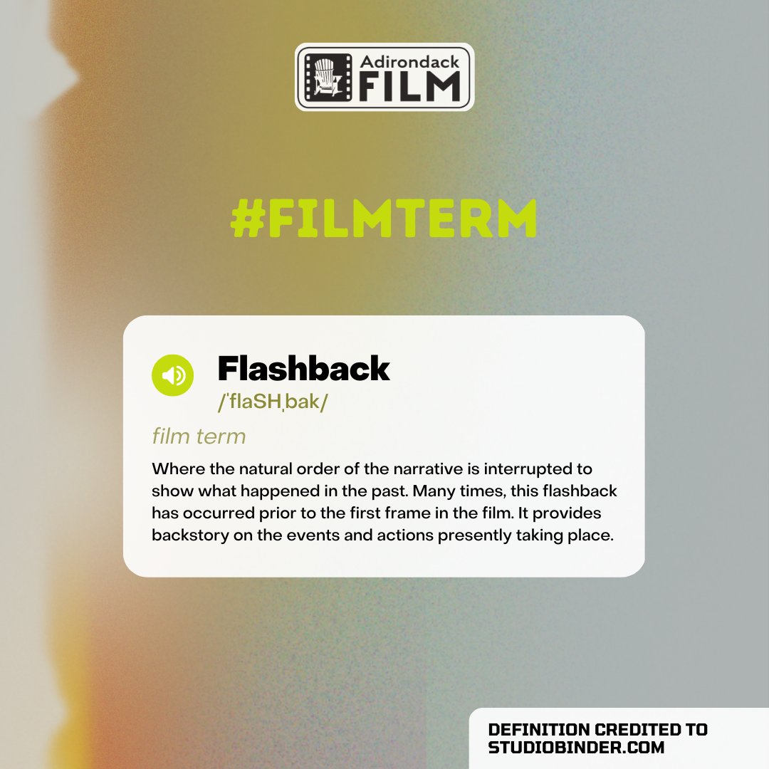 ADIRONDACKFILM's tweet photo. What are some famous Flashbacks can you think of? Please share your examples below for this #FlashbackFriday! #FilmTerm https://t.co/LULmFnf4oE