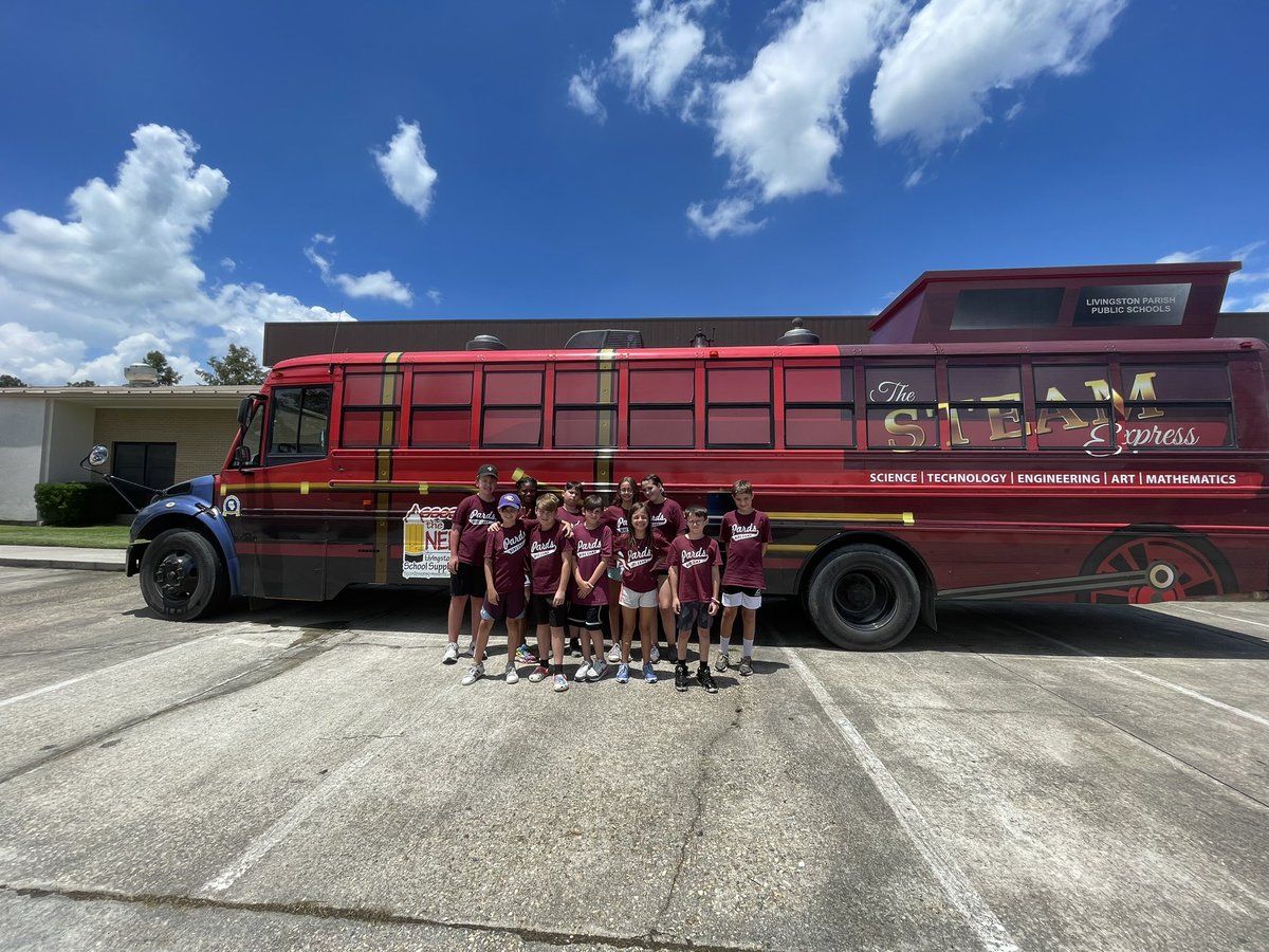 TheSTEAMExpress's tweet photo. Thank you PARDS Kids Camp for inviting the 🚂#STEAMExpress🚂to be a part of your summer camp program yesterday! #STEAM @LPPS_EdTech @tech_parish @Livingston_PPS @JolieG1 @A_Robinson_MEd @JoeMurphylpsb https://t.co/jRzqH8m3XP