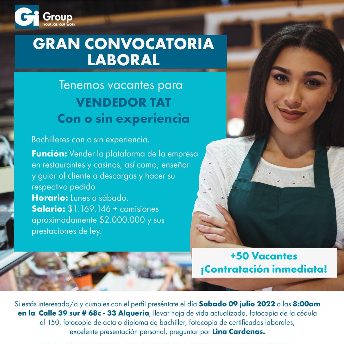 lina_tatis's tweet photo. ¡¡¡GRAN CONVOCATORIA CON O SIN EXPERIENCIA!!! 💯🚀

Es hora de adquirir experiencia en una de las compañías más importantes.

Ayúdanos a compartir con familiares y amigos esta gran oportunidad 🤝🏼

¡CONTRATACIÓN INMEDIATA!

#oportunidad #convocatoria #asesorcomercial #bogotá https://t.co/LQMqhBRj4b