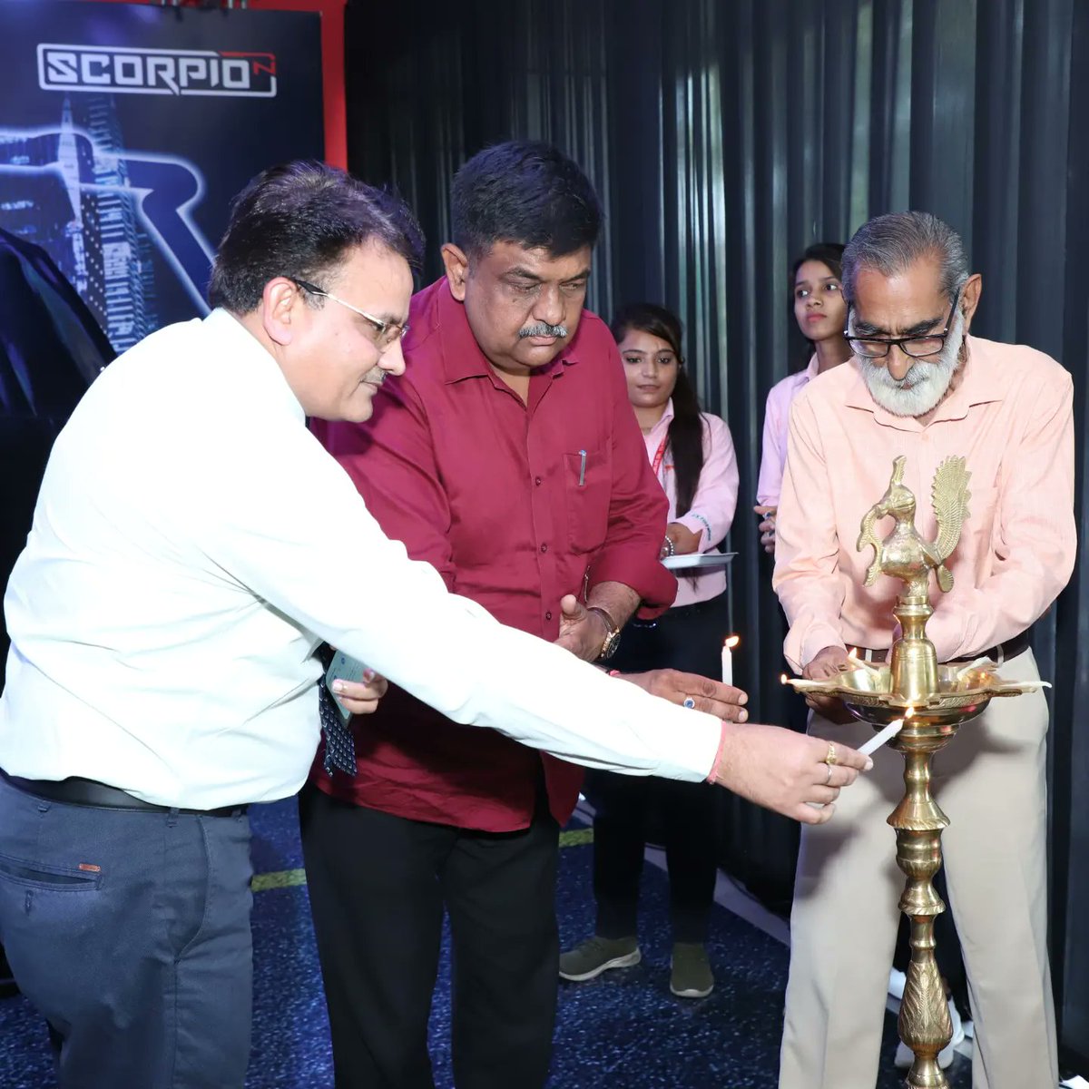 JS4WheelMotors's tweet photo. Glimpses of today the grand Launch of All-New Scorpio-n.
#BigDaddyofSUVs #scopion https://t.co/7od7hdcCqe