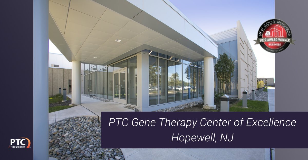 We are excited to announce that PTC’s Gene Therapy Center of Excellence in Hopewell, NJ was named a winner in the New Good Neighbor Awards by the <a href="/NJBIA/">NJBIA</a>. Read more in NJ Business Magazine: bit.ly/3apQ8ha
