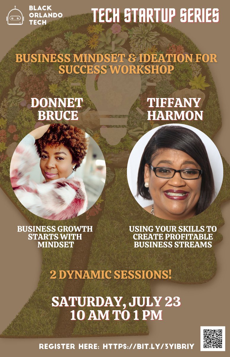 blackorlandotch's tweet photo. Join us on Saturday, July 23 at Credo Conduit as Tiffany Nicole Harmon and Donnet Bruce show us how to have the right business mindset for growth and success and how to utilize the skills we already possess to create profitable business streams! https://t.co/lCYPbqMNCZ https://t.co/Px0t5iDvHX