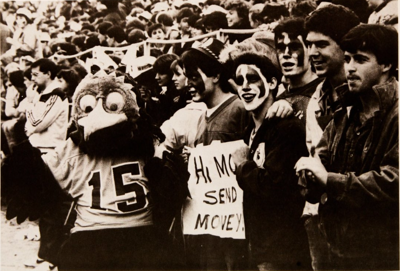 McMasterAlumni's tweet photo. A picture from the fall of 1984 - Maude, face painting and a winning football team! #FlashMacFriday https://t.co/wR9jpxWqhu
