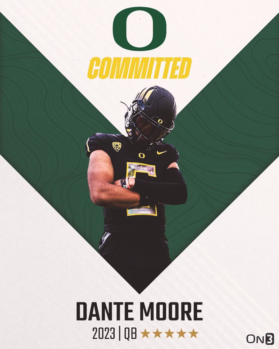 🚨BREAKING🚨 5-star QB Dante Moore has committed to Oregon🦆

Story: on3.com/news/5-star-qu…