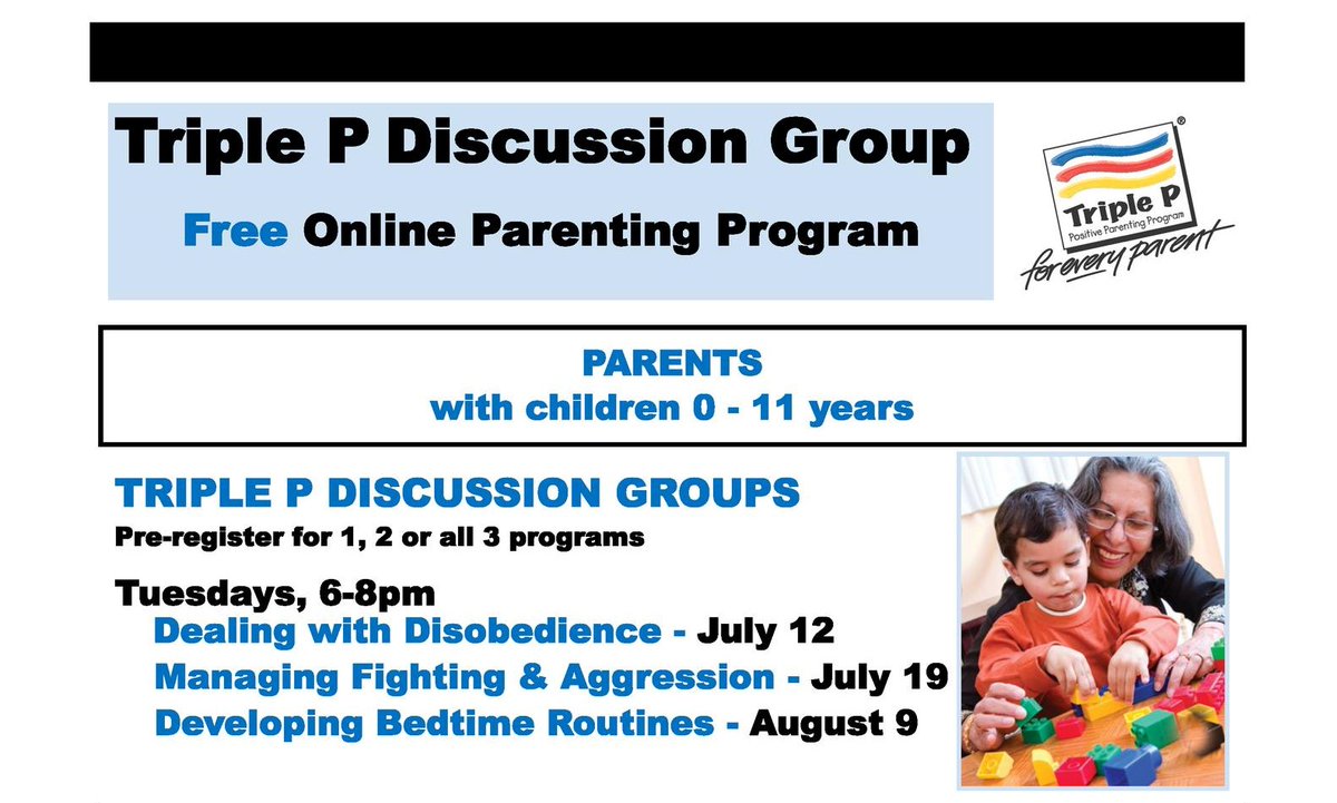 TriplePWindsor's tweet photo. Join us this Tuesday, July 12th for a special discussion group for parents of children aged 0-11.
Register by visiting https://t.co/no2WM7INdY https://t.co/xVDrTezLns