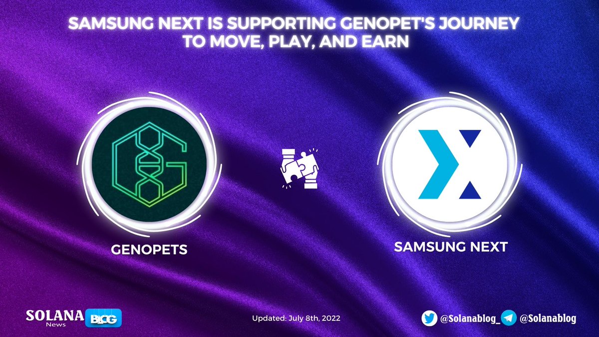 Solanablog_'s tweet image. 📢@SamsungNext is supporting @genopets's journey to move, play, and earn

Congratulation on your project and your team🥳

More details👇
samsungnext.com/blog/why-we-in…

#SolanaBlog #SOLANA $SOL #Genopets #SamsungNext