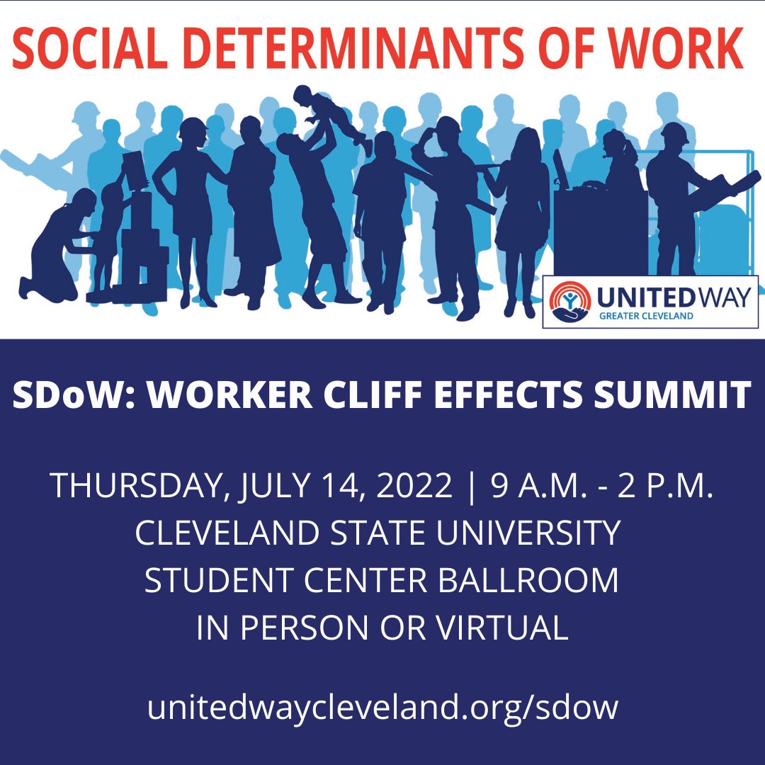 UnitedWayCLE's tweet photo. Last call! Today’s the last day to register for the in-person Worker Cliff Effects Summit. Join us next Thursday for a great lineup of topics/speakers as we come together to advance access to work in our region. Register today: https://t.co/raGFTczvim https://t.co/XGwarDDCin