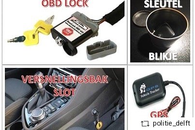 2/2 OBD-slot 
voorkomt hacken via de OBD stekker.
Sleutelblikje 
Keyless Entry, voorkom dat ze het signaal van je sleutels versterken om de deur te openen.
GPS tracker
zelf een gps tracker op een verborgen plek in de auto aanbrengen. 
Versnellingsbakslot
maakt de auto onbruikbaar