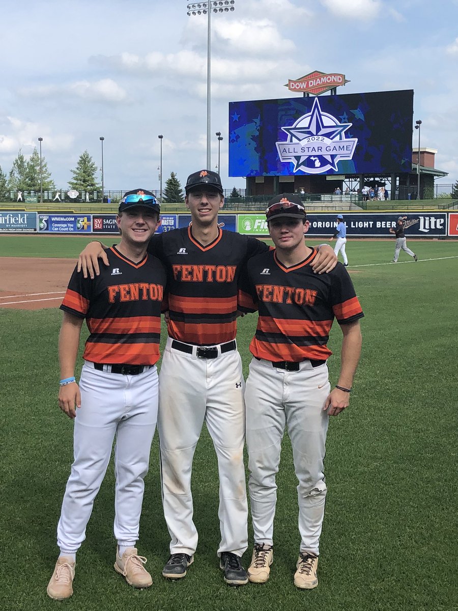 Congratulations to Connor Luck, Colin Lawrence and Lance Barkholz on being selected to take part in the North-South Dow Diamond All-Star Game at Dow Diamond. All 3 played did a great job representing Fenton Baseball, coming up with big hits and plays for the South team.