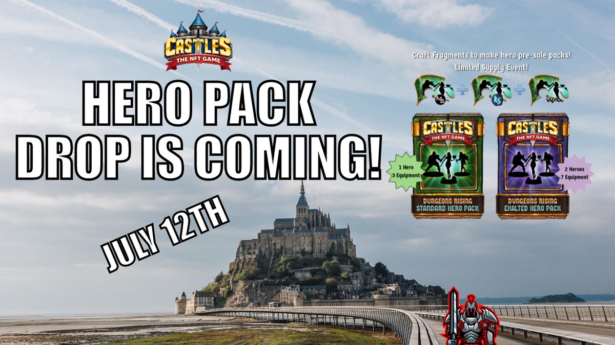 WarriorlionGame's tweet image. The @MetasourceGames Castles Hero Pack is Dropping on July 12th!
Here is how to be ready for it:
🔥 youtu.be/maQao08qAHQ 🔥

#metasource #packdrop #NFTCommunity #NFTDropsRadar #PlayToEarnGame #play2earn