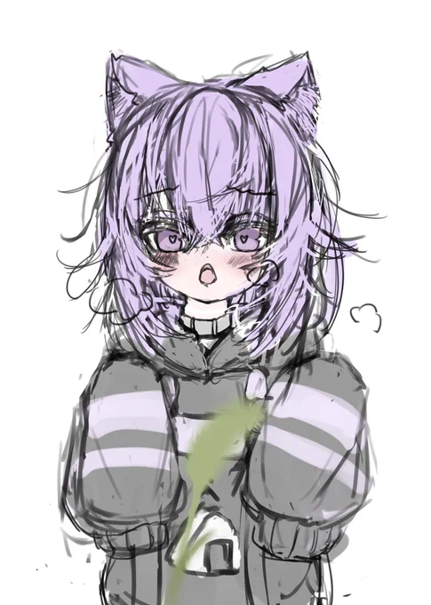 #100日チャレンジ   #絵かゆ 毎日お絵描きチャレンジ76日目 おかゆ猫じゃらしの誘惑明日の夜におかゆ絵ツイートする予定です 
