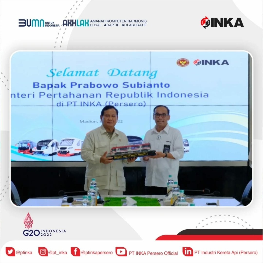 pt_inka's tweet photo. Prabowo : PT INKA Membanggakan! Selengkapnya di:
https://t.co/ZlUi4fL9lH https://t.co/pDQ4sfsUn6