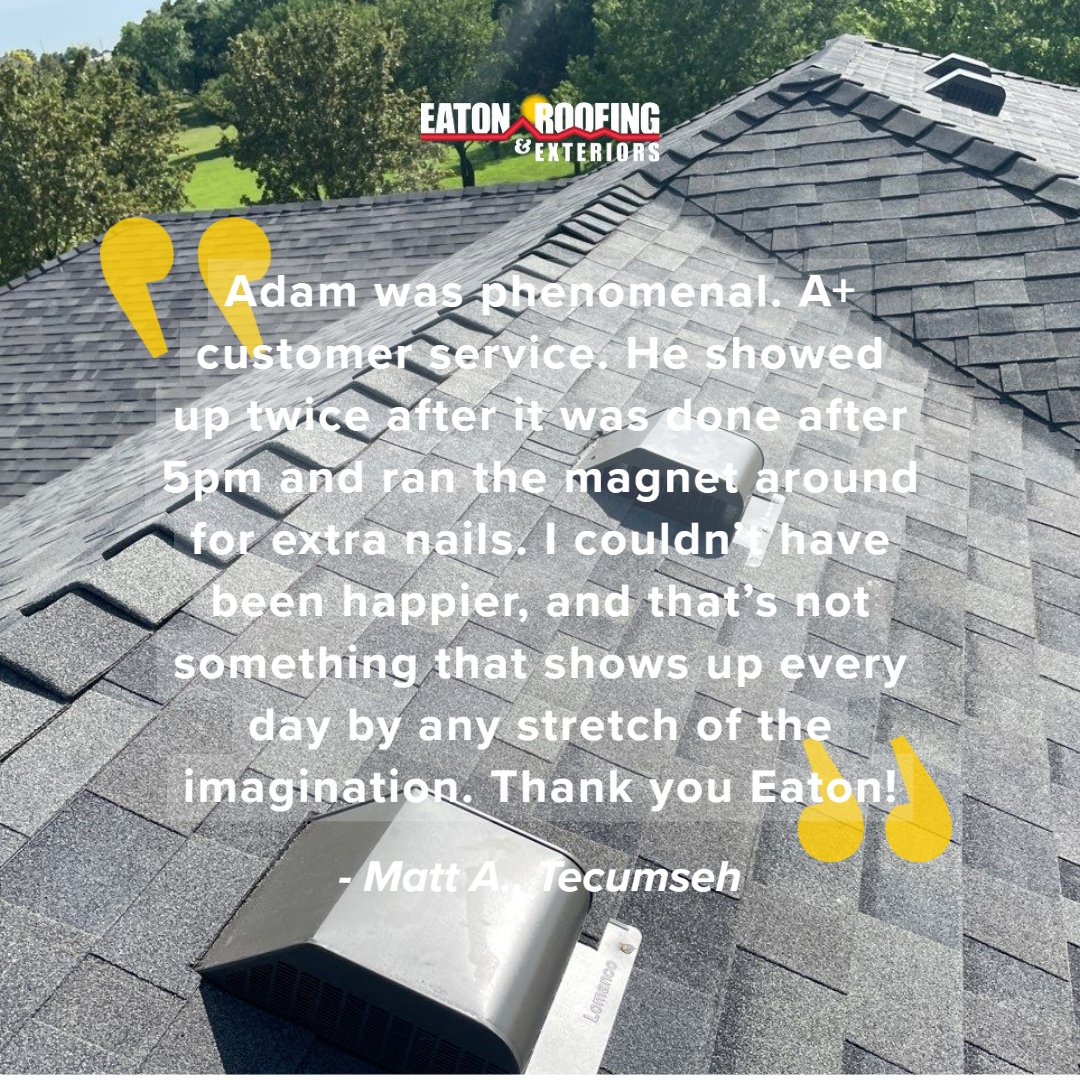 When you choose Eaton Roofing, you choose quality craftsmanship and excellent customer service. 
Leave us a review!
📍 Wichita g.page/r/CWM66f3gssAr…
📍 Topeka g.page/r/CTFhcwDwXTZq…
📍 Hutch g.page/r/CZurd5XYhsQK…
📍 Salina g.page/r/CYGSzjghbQOe…