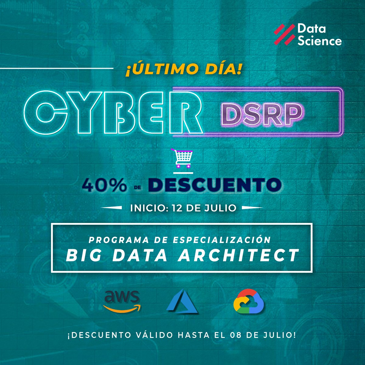 DataScience_Pe's tweet photo. #CyberWow 📢 Último día 👉 ¡Aprovecha el 40% de descuento! 💣💥
📴 Conversemos: https://t.co/wy1d3PPBCo
#datascience #dataengineer #hadoop #aws #apachespark #bigdata #scala #colab #spark #cloudera #clasesonline #bigdata #datarchitect #arquitecturadedatos #dsrp https://t.co/wF3FQHdf5L