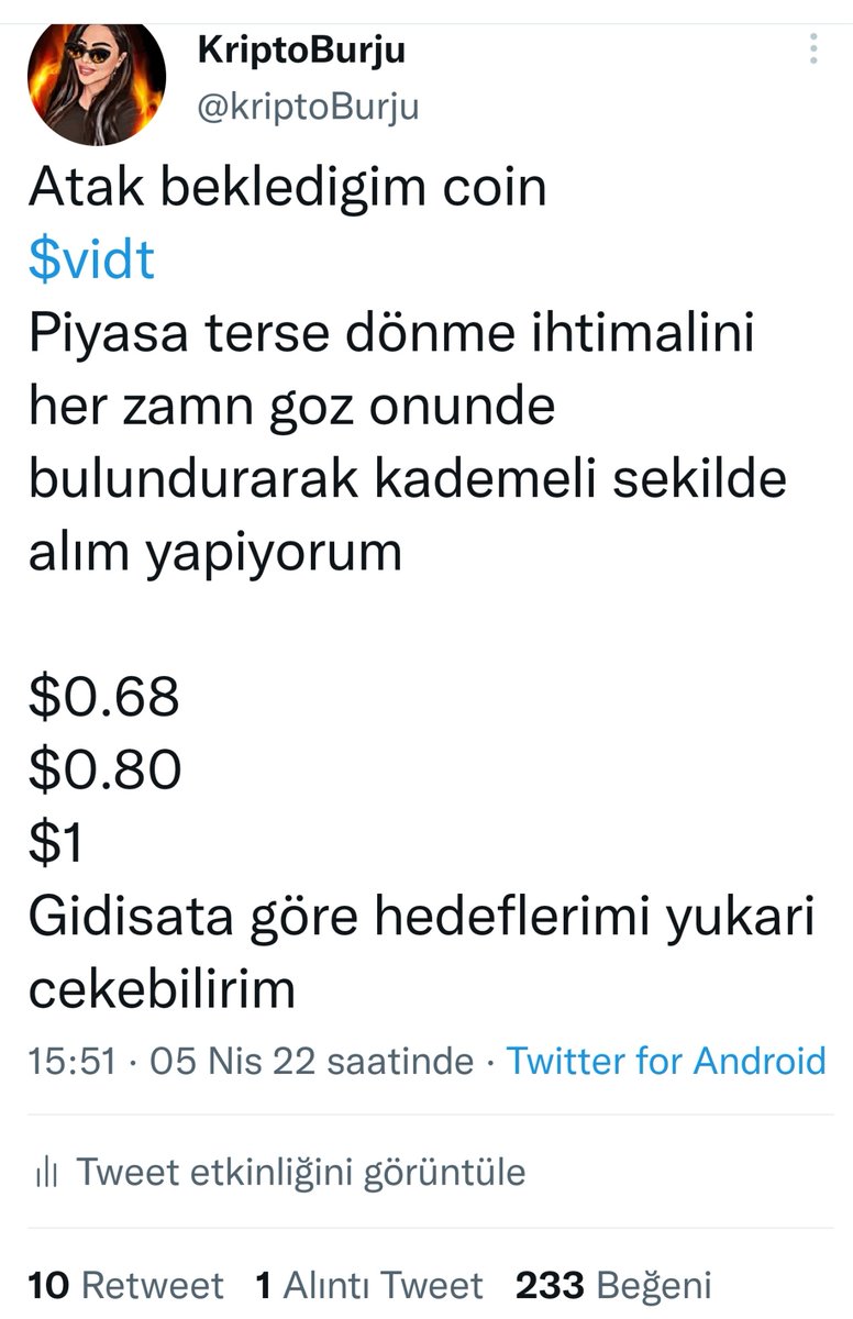 kriptoBurju's tweet photo. Oldu mu oldu 🤑
Fiyatlar geldi mi geldi ..

$vidt sadece sabır işi bu iş

Yildirma politikasi amac insanlari korkudan zararina mal sattirmak

Ama ben bu oyunlara gelmem
Yolu biliyorum 

😉 https://t.co/cXUqiR5Yj6