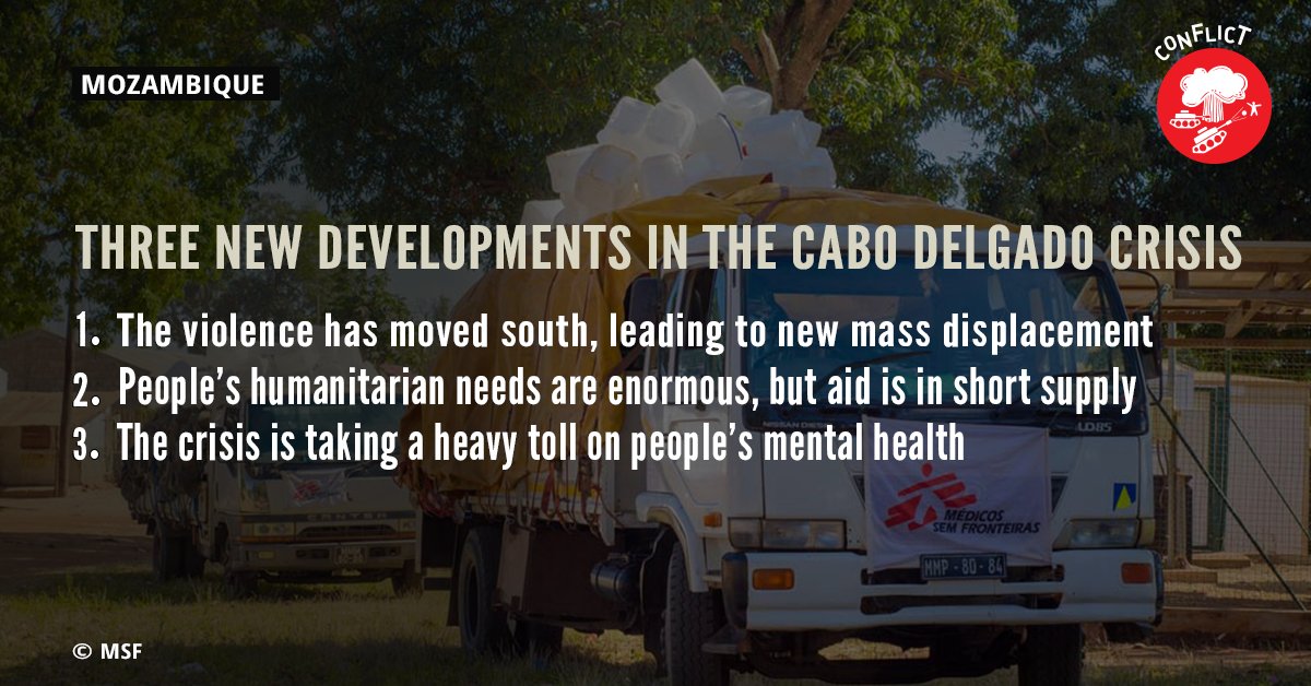 The crisis in #CaboDelgado, #Mozambique🇲🇿 is far from over. With the violence continuing, hundreds of thousands of people are suffering from the effects of fear, violence and displacement – both in terms of their physical and mental health. msfsa.me/3AuD8lc