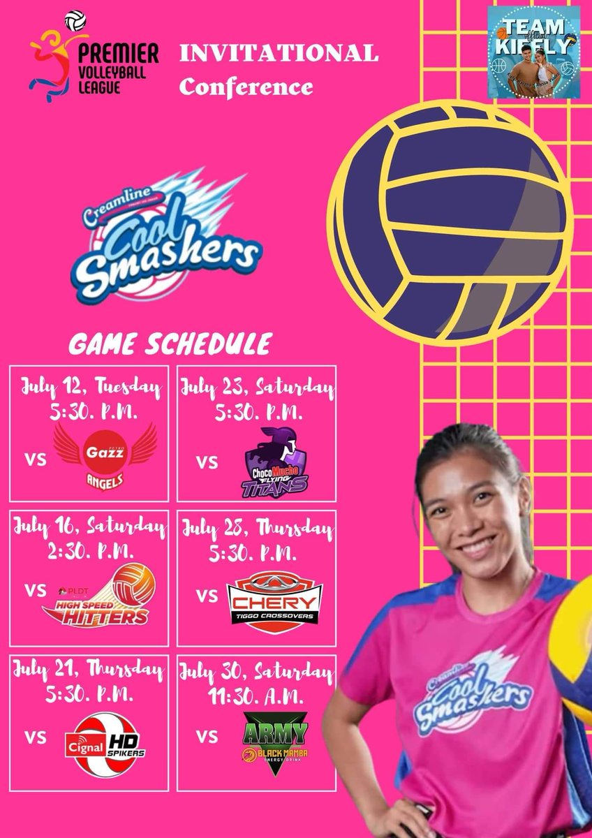 TeamKiefLyOFC's tweet photo. The PVL Invitational Conference is upon us!

Mark those calendars and let's all support and cheer for @AlyssaValdez2 and the Creamline Cool Smashers! 💖 https://t.co/kKVjFbaCQJ