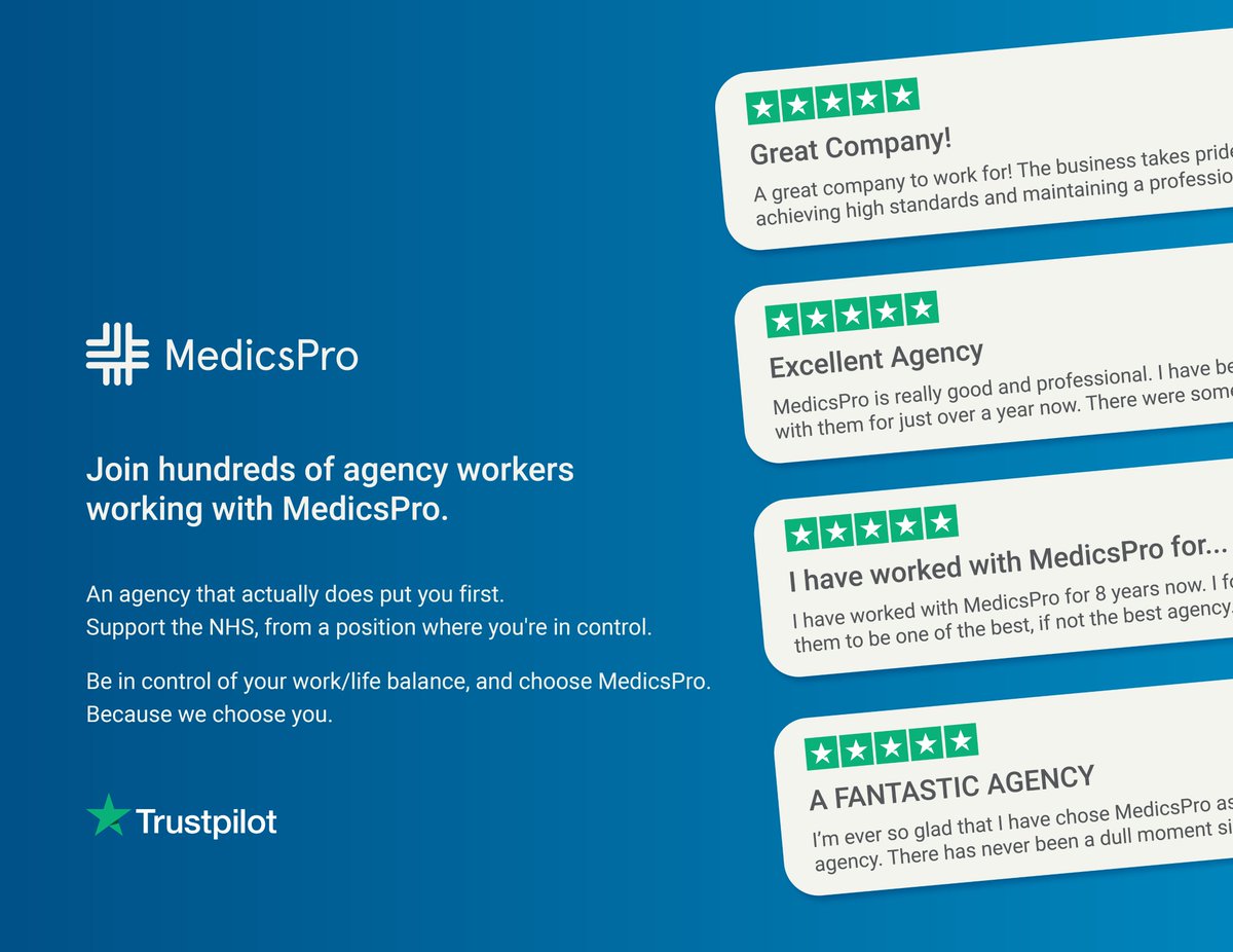 Need to be convinced to work with us?

.
#trustpilotreviews #medicsproreview #choosemedicspro

uk.trustpilot.com/review/medicsp…