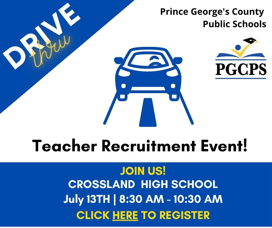 #TeachWithUs: Join #TeamPGCPS on Wednesday, July 13 for a drive-thru recruitment event to learn about teaching opportunities and more! 

Register: docs.google.com/forms/d/e/1FAI…