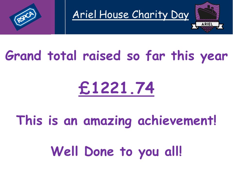 🟣Congratulations #Ariel House 🎉 What a brilliant outcome from your charity day 👏 We’re sure the <a href="/RSPCAHull/">RSPCA Hull & East Riding (Charity No 232225)</a> will be delighted with your donation ☺️