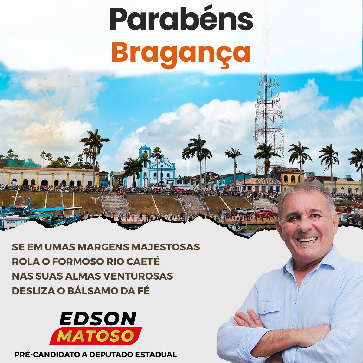 EdsonMatoso1951's tweet photo. Se em umas margens majestosas rola o formoso rio Caeté. Nas suas almas venturosas desliza o bálsamo da fé. Parabéns, Bragança!

#edsonmatoso #edsonmatosotv #estadodopará #agoraecomomatoso #voltamatoso #gentedagente #paraensesescutem #queéqueéissominhagente https://t.co/DHDp8EspGW
