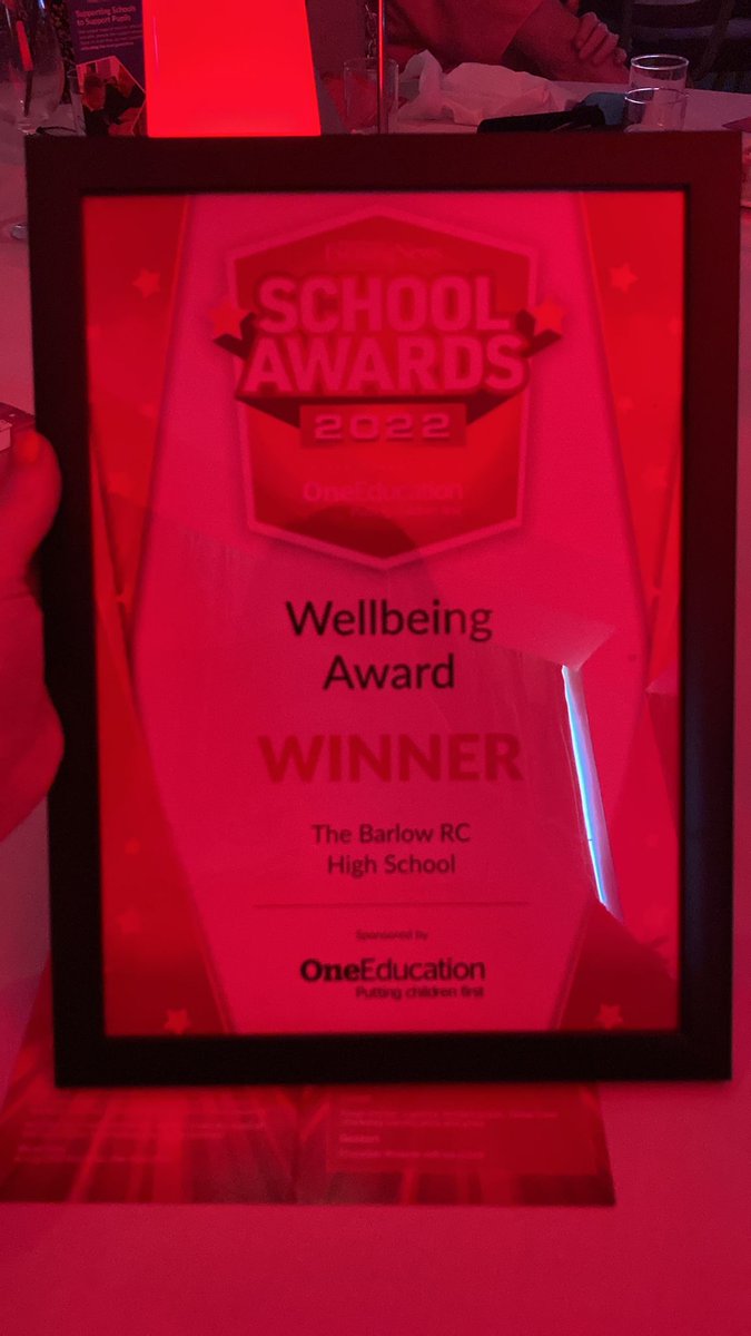 TheBarlowRC's tweet image. WIN NUMBER 2! WELLBEING AWARD!

At The Barlow RC, the wellbeing of our Barlow Family is our priority, winning this award means so much to us. Well done Team Barlow!

@SchoolsAwards
 #MENSCHOOLS2022
#TheBarlowRC #Wellbeing