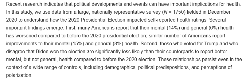 New #article from @professorcostas + @aaronweinschenk : Health and Election Outcomes: Evidence from the 2020 U.S. Presidential Election journals.sagepub.com/doi/10.1177/10… @NUPoliSci @APSAtweets