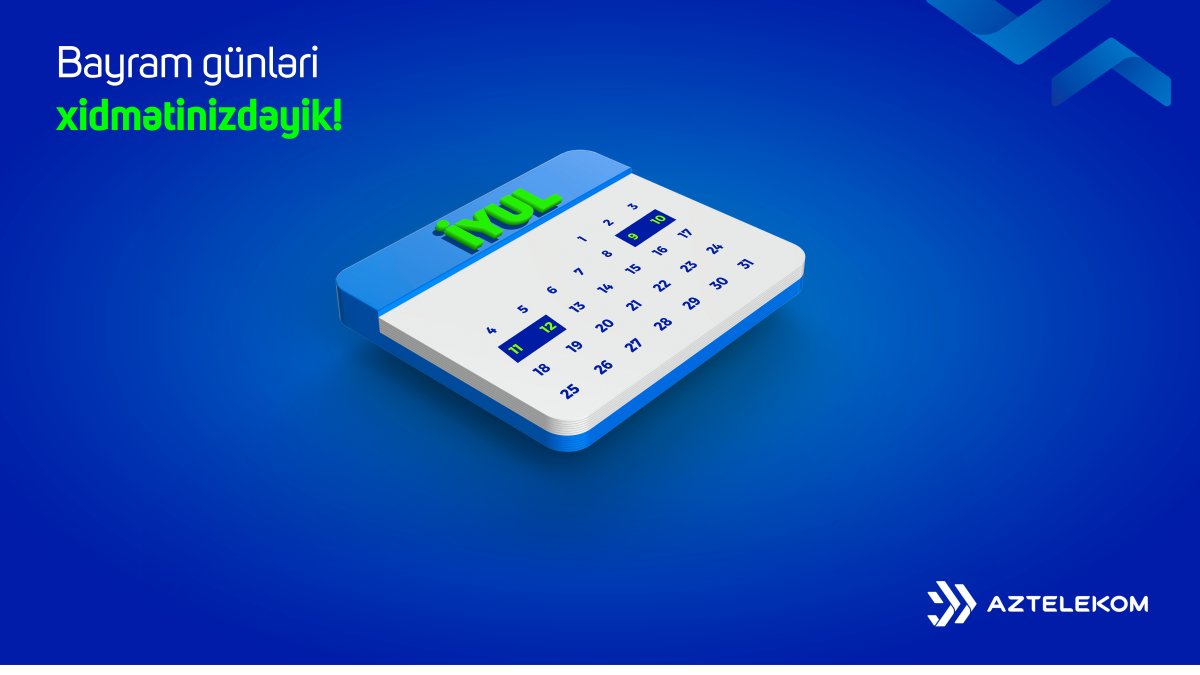 Əziz istifadəçilər, bayram günlərində 170 Çağrı Mərkəzimiz 24/7 rejimində xidmət göstərəcək. Regionlarda fəaliyyət göstərən texniki briqadamız isə həmişəki qaydada işini davam etdirəcək.

#Aztelekom #Qurbanbayramı #170ÇağrıMərkəzi