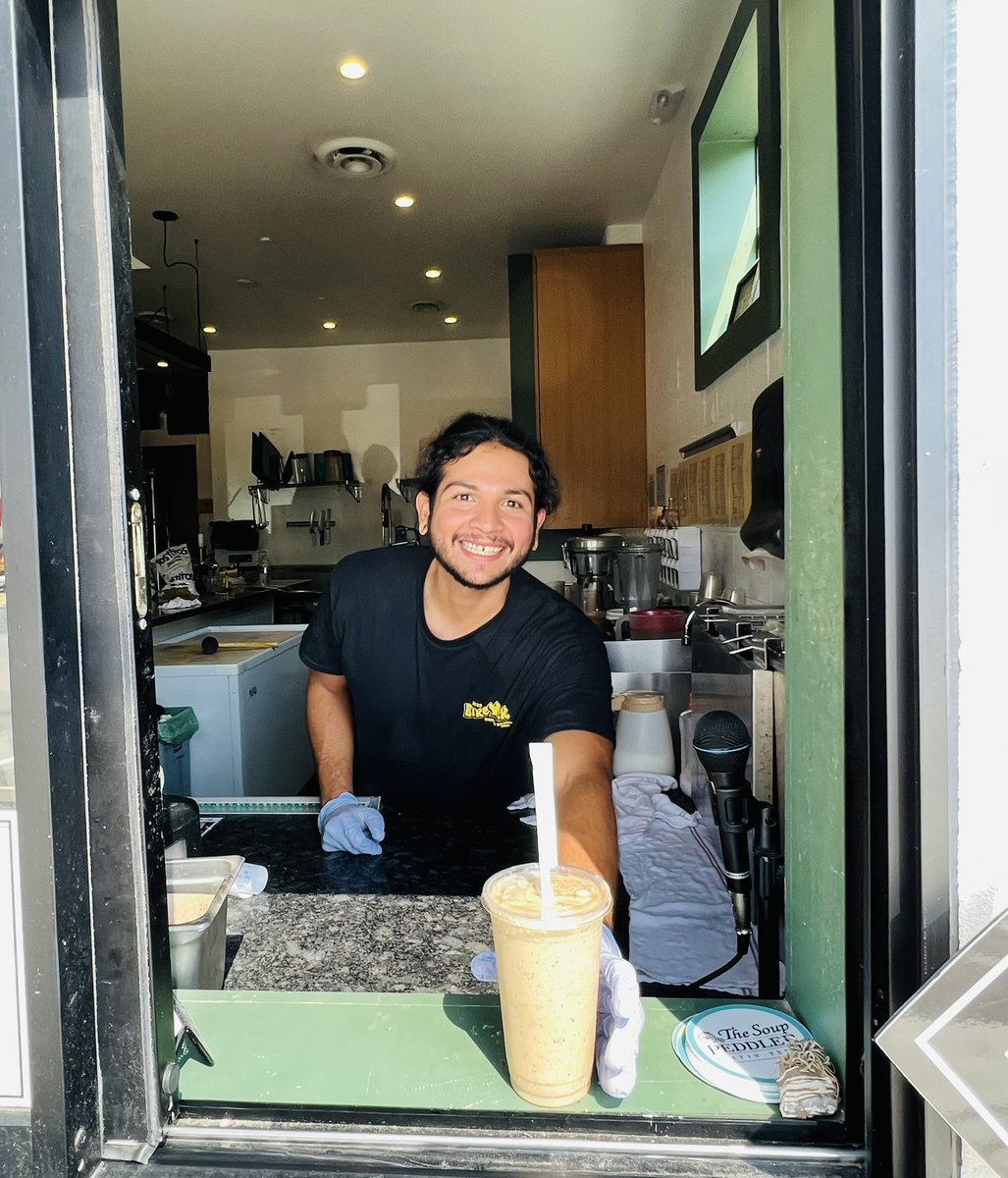 Stop by our Rosewood location for $1 off in-person orders of Business Time smoothies between 10-11 a.m. daily! Cold-brewed espresso, banana, peanut butter, raw local honey, cacao, rice milk = the perfect morning pick-me-up.