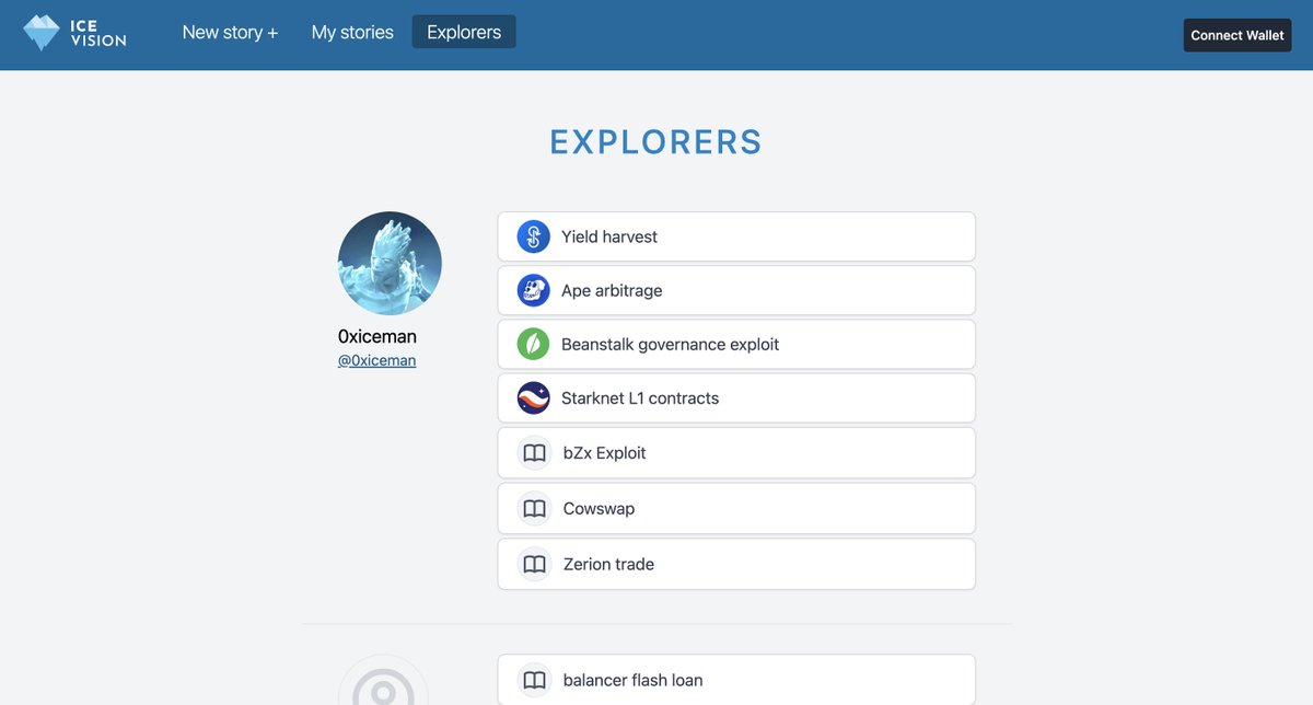 0xIceman's tweet photo. Some screenshots from the alpha release of @icevisionxyz and a presentation of how to build stories. https://t.co/jhEo7BD3Rw