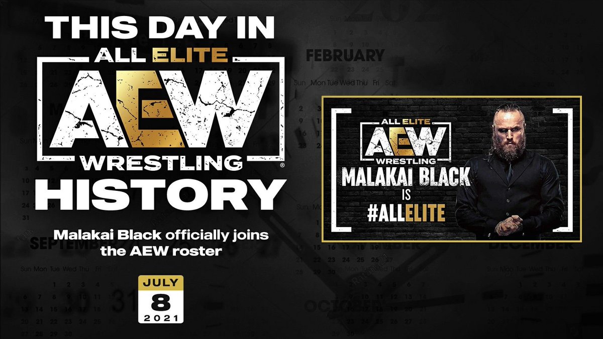 AEW's tweet photo. On this day in #AEW history, @malakaiblxck is officially #AllElite https://t.co/X5VItX8ksi