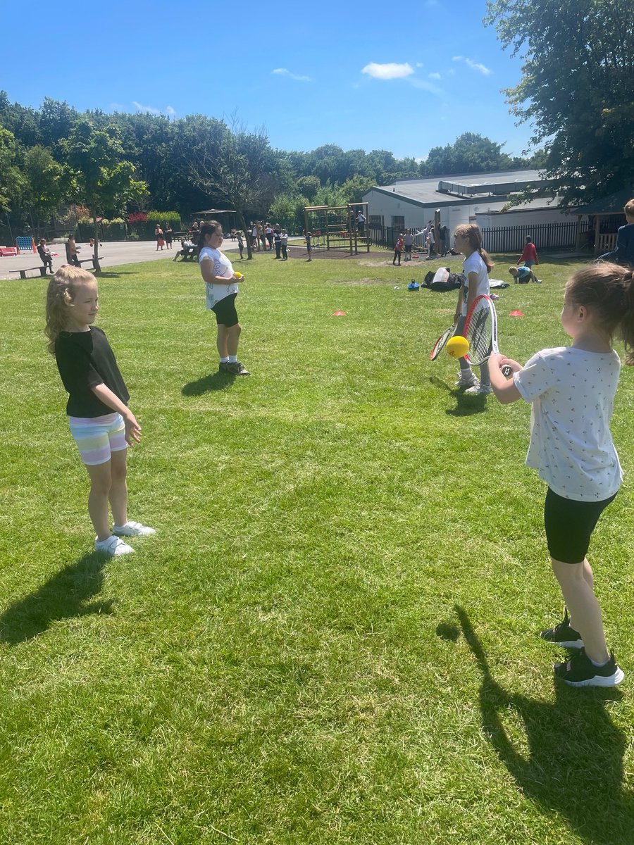 PlaySportsLtd's tweet photo. The children @penygarnschool really embraced #Wimbeldon2022 by playing on a 'grass surface' to really get into the spiritπ. More importantly it's great to see everyone working hard and having fun! Brilliant stuff ππΎ #LookOutForMore pics next week from our other schools π https://t.co/LxUWopGcAC