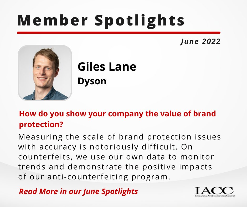 Demonstrating the value of brand protection efforts can be hard. Our member @Dyson shares his approach in our June 2022 Member Spotlights. Find out more here: bit.ly/3nT6GRK