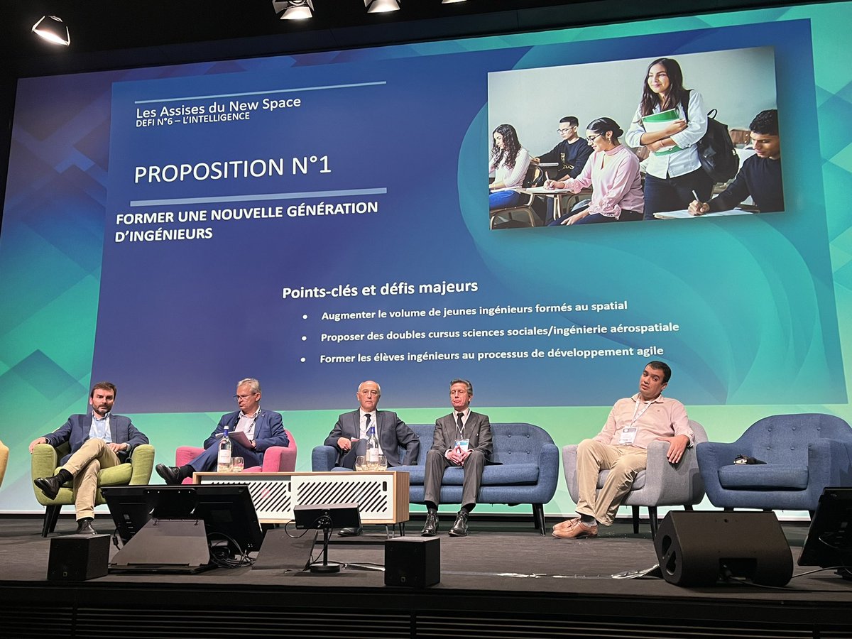 Way4Space's tweet image. Aux @AssisesNEWSPACE les recommandations du défi L’intelligence débattues par @aeris_news @ISAE_officiel @onera_fr @Ecoledelair

1️⃣Former une nouvelle génération d’ingénieurs
2️⃣Donner une impulsion nouvelle aux CSU
3️⃣Mettre l’expertise des chercheurs à disposition des #spacetech
