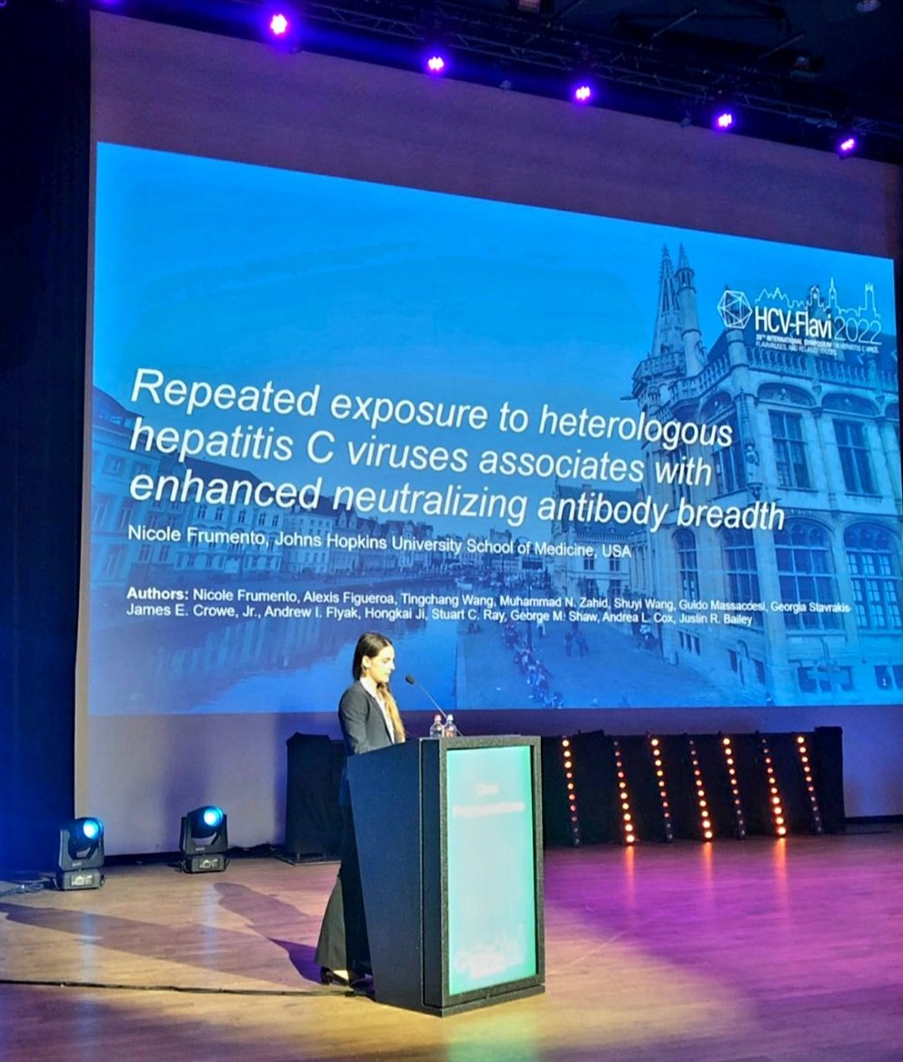 My former student and @montgomerycoll grad, Nicole Frumento, presenting her research on #HepatitisC at #hcvflavi2022 in Belgium. 
@MCBioRckvl @DrWilliams_MC @JohnsHopkins #proudmentor #womeninscience #womeninstem #hcv #mcproud @mc_rockville #