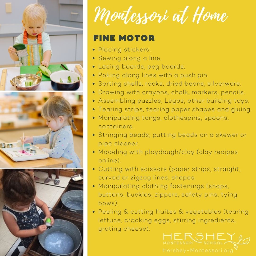 Hershey_School's tweet photo. We hope you enjoy our #MontessoriAtHome #SummerSeries. Check back in to see ideas to support you in aiding your children's development. #HersheyMontessoriSchool  #FineMotorSkillsDevelopment https://t.co/f070RFKZP8