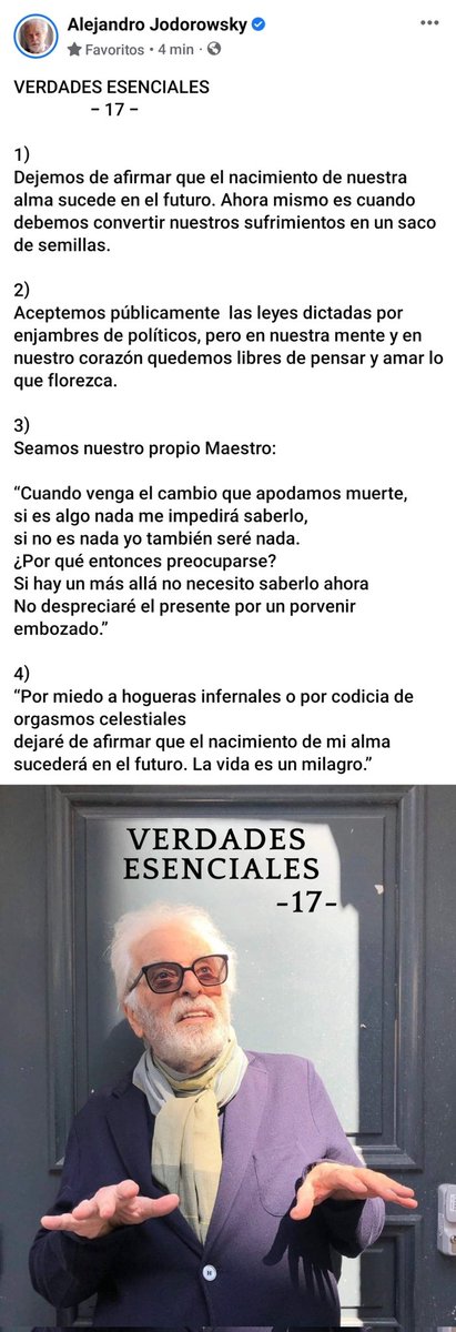 alejodorowsky's tweet photo. VERDADES ESENCIALES
                 - 17 - https://t.co/nXaCiACpdD