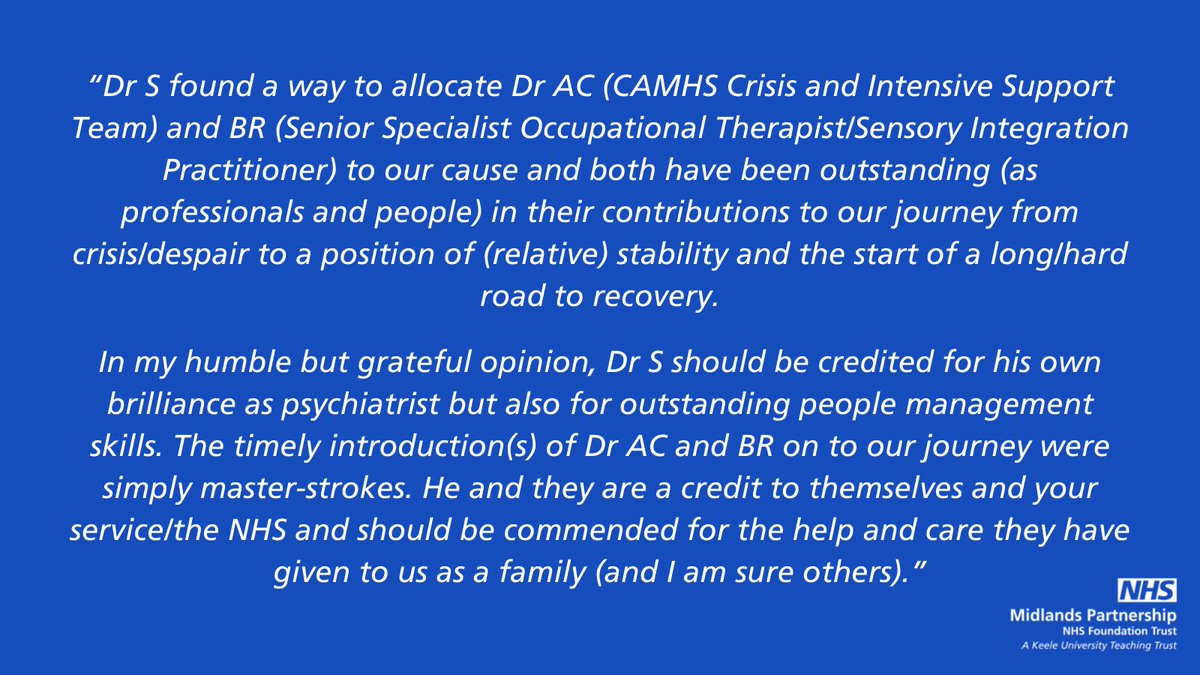 mpftnhs's tweet photo. #feedbackfriday is for our CAMHS team in Lichfield, which offers support for &amp; advice on a wide range of emotional difficulties that young people may experience. Congratulations team! 👏 #MPFTValues #CaringAndCompassionate #ListenAndEngage #ImprovingHealthAndWellbeing 💙 https://t.co/XdkQD8Z8VM