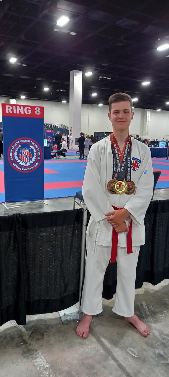 EthanH4HMetters's tweet photo. @StMartinsSch time off well spent. 🥇🥉🥉@wukfonline World Champion. EUKF came 3rd in the rankings of 36 countries. @kazenkai family 🥋 https://t.co/1AHaAuvxP4