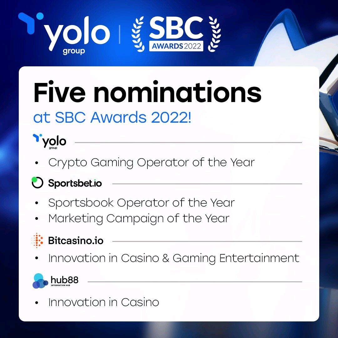 Congratulations @yologrouplife, @Sportsbetio and @bitcasinoio for being shortlisted in this year's SBC awards 2022. 

❤ Crypto Gaming Operator
❤ Sportsbook Operator
❤ Marketing Campaign
❤ Innovation in casino and gaming entertainment

#SBCAwards2022 #Sportsbetio #Bitcasinoio