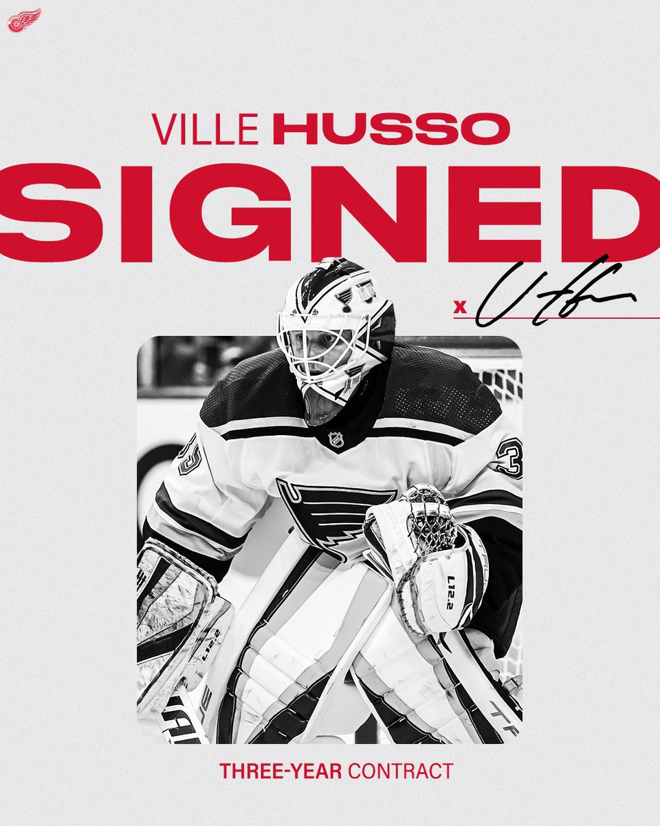 UPDATE: The Detroit #RedWings signed goaltender Ville Husso to a three-year contract. #LGRW
