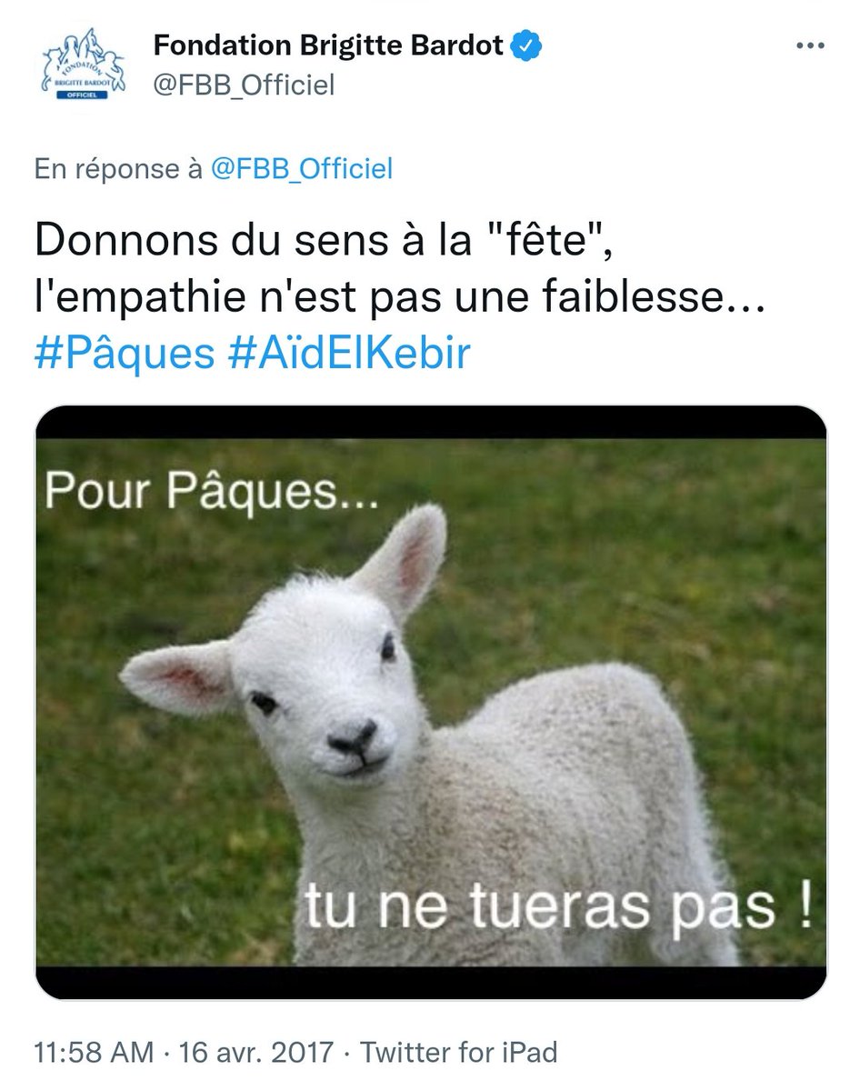 Lilllipuce's tweet photo. @666etencore666 @hugoclement Quand c'est Pâques et Pessa'h, où de nombreux agneaux sont sacrifiés comme le demande la Bible, bizarrement c'est pas le même #vocable, là personne ne parle de " fêtes #immondes, et barbares, ou de sauvages". Même quand c'est Pâques on en rajoute une couche sur les Musulmans. https://t.co/jswCH6bVV3