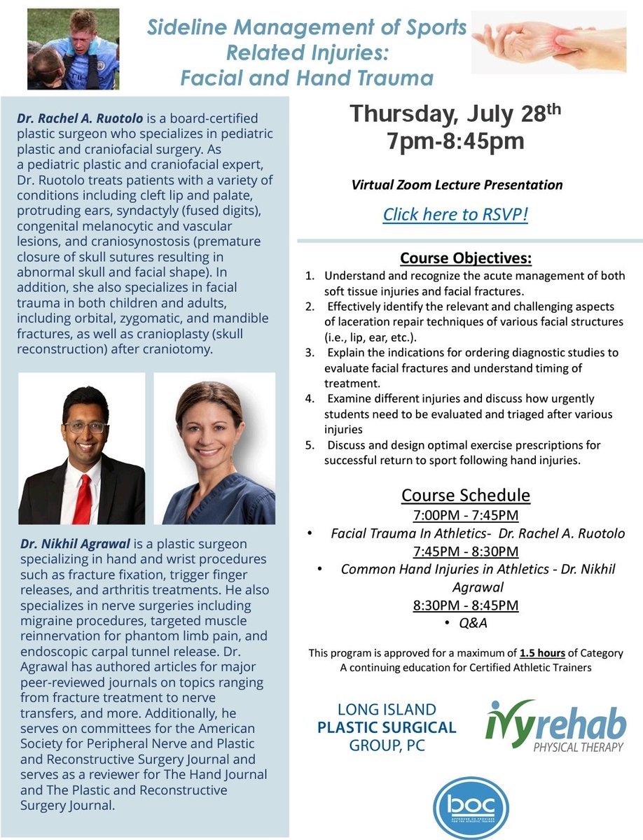 Carrie Burke (@carrie_lou_b) on Twitter photo ATs, join us for a free virtual lecture about facial and wrist trauma in adolescent athletes! Use the link to register! @LIPSurgicalGrp <a href="/NikhilAgrawalMD/">Nikhil Agrawal</a> forms.gle/SF32NqqYY2D9pG… ATs, join us for a free virtual lecture about facial and wrist trauma in adolescent athletes! Use the link to register! @LIPSurgicalGrp <a href="/NikhilAgrawalMD/">Nikhil Agrawal</a> forms.gle/SF32NqqYY2D9pG…