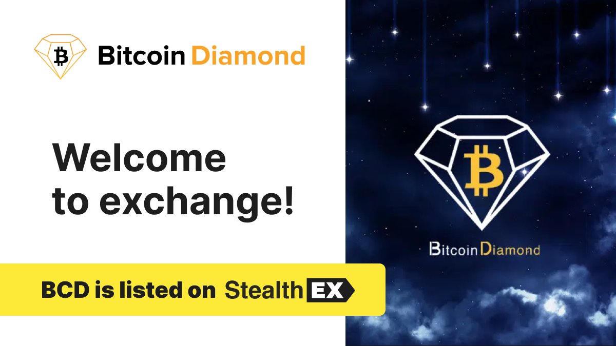 A shiny new listing! 💎 @BitcoinDiamond_ is a hard fork of #Bitcoin occurring at block height 495866 that introduces several improvements 💍 Experience the fastest, easiest, and most private way to swap $BCD with over 450 coins and tokens 👇 stealthex.io/?to=bcd