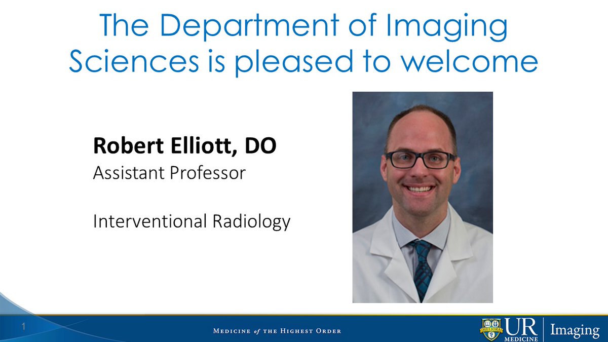 urmed_imaging's tweet photo. A warm welcome to Robert Elliott, DO to the Department of Imaging Sciences! @URMC_Imaging @UR_Med @urmc_ir #InterventionalRadiology #radiology https://t.co/VTFJv1l25w