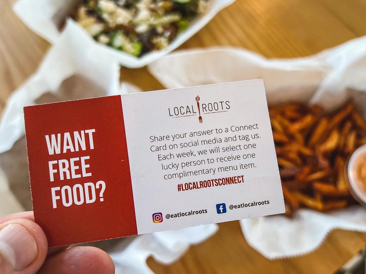 eatlocalroots's tweet photo. WANT FREE FOOD?
“We connect people with food made from scratch”
#connectcards start Monday!
#localrootsconnect https://t.co/sPbBlJ9CfW