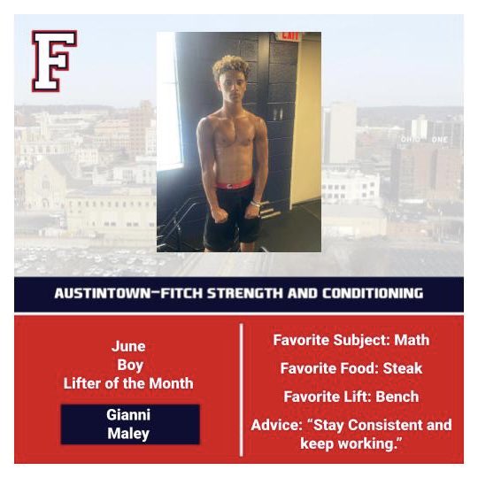 Boys LOTM is Gianni Maley of <a href="/FitchFootball/">Fitch Football</a>

“I’ve witnessed a noticeable change in G’s demeanor this Spring when he came back out for track - consistent, serious, focused - and he’s carried that approach into Summer with Football. Excited to see this pay off for him.”